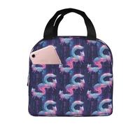 HLBSDM Borsa termica per il pranzo con stampa di volpe Cyber Style, per uomo e donna, a prova di perdite, riutilizzabile, grande capacità, per ufficio, lavoro, picnic, viaggi