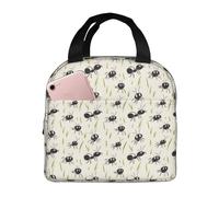 HLBSDM Borsa termica per il pranzo con stampa nera a forma di formica, per uomini e donne, a prova di perdite, riutilizzabile, grande capacità, per ufficio, lavoro, picnic, viaggi
