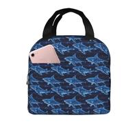 HLBSDM Borsa termica per il pranzo Cyber Shark Blue Print, porta pranzo per uomo e donna, a prova di perdite, riutilizzabile, grande capacità, per ufficio, lavoro, picnic, viaggio