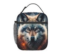 HLBSDM Borsa termica per il pranzo Gray Wolf, porta pranzo per uomo e donna, borsa termica riutilizzabile e isolata, piccola e a prova di perdite, con elevata capacità per lavoro, picnic e campeggio.