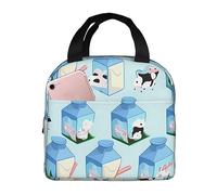 HLBSDM Borsa termica per il pranzo Yummy Farms Milk, borsa per il pranzo bento impermeabile, borsa per il pranzo da donna e uomo, per picnic, ufficio, spiaggia