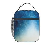 HLBSDM Borsa termica portatile e leggera con motivo astratto di nebbia blu e piccoli frammenti - Piccola borsa riutilizzabile per donne e adulti, ideale per lavoro, viaggi e picnic.