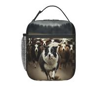 HLBSDM Borsa termica riutilizzabile con stampa Australian Shepherd Coming Home Cute Dog - Piccola borsa frigo a prova di perdite con elevata capacità per uomini e donne al lavoro, picnic e campeggio.