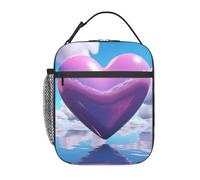 HLBSDM Borsa termica riutilizzabile con stampa Palloncini d'amore sull'acqua in poliestere, grande capacità, ideale per lavoro, picnic e viaggi (adatta a uomini e donne).