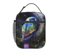 HLBSDM Borsa termica riutilizzabile in poliestere con stampa di un simpatico pappagallo dal collo blu, ideale per lavoro, picnic e viaggi (adatta a uomini e donne).
