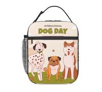HLBSDM Borsa termica riutilizzabile per il pranzo in occasione della Giornata Internazionale del Cane - Borsa portatile impermeabile per uomo e donna
