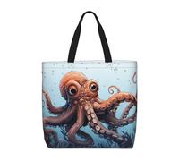 HLBSDM Borsa tote per donna, borsa a tracolla con cerniera, borsa a mano, grande capacità, riutilizzabile, con motivo a polpo nel mare
