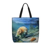 HLBSDM Borsa tote per donna, borsa a tracolla con cerniera, borsa a mano, grande capacità, riutilizzabile, con motivo a polpo nel mare