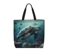 HLBSDM Borsa tote per donna con tartarughe e tartarughe marine, borsa a tracolla con cerniera, borsa a mano di grande capacità, borsa della spesa riutilizzabile