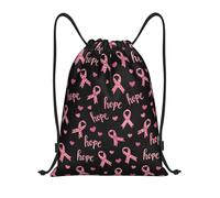 HLBSDM Borse con coulisse per la consapevolezza del cancro al seno, la speranza e l'amore, per sport, palestra, yoga, zaino con coulisse, per adulti, 14x16,9 pollici, piccole.