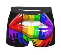HLBSDM Boxer da Uomo LGBT Gay Pride con Labbra Arcobaleno, Traspiranti ed Elasticizzati, Ideali per Lo Sport.