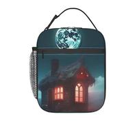 HLBSDM Cabin Under the Night Christmas Realistic and Home Reusable Insulated Lunch Bag - Borsa termica portatile impermeabile per uomo e donna