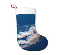 HLBSDM Calza della Befana con stampa di bianche che danzano nell'oceano, per feste in famiglia, da appendere al caminetto, 17,7 pollici, con anello per appendere, decorazione natalizia