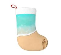 HLBSDM Calza della Befana con stampa di impronte di piedi sulla spiaggia per feste in famiglia, 17,7 pollici, da appendere al caminetto, con anello per appendere, decorazione natalizia