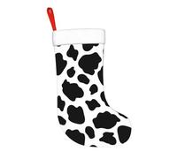 HLBSDM Calza della Befana da 17,7 pollici con stampa di mucca dei cartoni animati, calza della Befana da appendere al camino, decorazioni natalizie per la stagione delle feste in famiglia