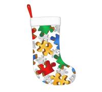 HLBSDM Calza della Befana da 17,7 pollici, puzzle per autismo, calza della Befana da camino, decorazioni natalizie da appendere al camino per la famiglia, decorazioni per feste e festività