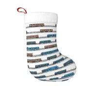 HLBSDM Calza di Natale a forma di treno monorotaia, polsino in flanella di poliestere con stampa completa, decorazione per albero e camino, confezione da 1