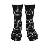 HLBSDM Calzini da corsa traspiranti con imbottitura ad aria e scollo rotondo Jesus Loves You della fede cristiana
