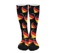HLBSDM Calzini lunghi fino al ginocchio con bandiera tedesca e cuore, per donne e uomini, a metà polpaccio, lunghi, a calza
