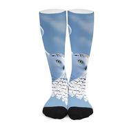 HLBSDM Calzini lunghi fino al ginocchio da donna e uomo, con scritta Flight Of The Snowy Snowy Owl, a metà polpaccio, con stivaletti lunghi, a calza.