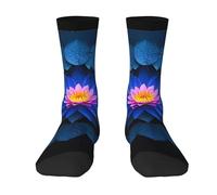 HLBSDM Calzini originali con mandala di ninfee come dipinto in uno stagno buio per uomo e donna, morbidi e traspiranti, comodi calzini eleganti in cotone per donna e uomo