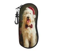 HLBSDM Cane da pastore che indossa un cappello di Natale Custodia per occhiali portatile Borsa per occhiali da sole leggera Custodia per occhiali