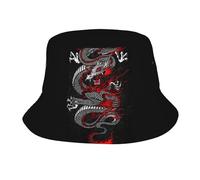 HLBSDM Cappelli a Secchiello con Drago Cinese per Uomo e Donna, Pieghevoli, Ideali per attività all'aperto, Estivi, da Viaggio, Perfetti per la Spiaggia, Il Golf e la Pesca.