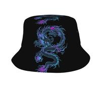 HLBSDM Cappelli a Secchiello con Drago Cinese per Uomo e Donna, Pieghevoli, Ideali per attività all'aperto, Estivi, da Viaggio, Perfetti per la Spiaggia, Il Golf e la Pesca.