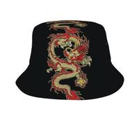 HLBSDM Cappelli a Secchiello con Drago Cinese per Uomo e Donna, Pieghevoli, Ideali per attività all'aperto, Estivi, da Viaggio, Perfetti per la Spiaggia, Il Golf e la Pesca.