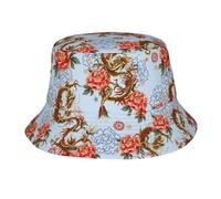 HLBSDM Cappelli a Secchiello con Drago Cinese per Uomo e Donna, Pieghevoli, Ideali per attività all'aperto, Estivi, da Viaggio, Perfetti per la Spiaggia, Il Golf e la Pesca.