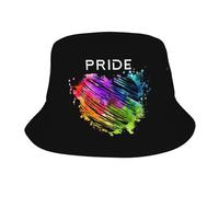 HLBSDM Cappelli a Secchiello LGBT con Cuore Arcobaleno LGBT Gay Pride Unisex per L'Estate, i Viaggi e la Spiaggia, da Pescatore per Uomo, Donna e Ragazzi.