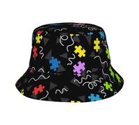 HLBSDM Cappelli Carini per l'autismo, Cappelli a Secchiello per la sensibilizzazione sull'autismo, Cappelli Estivi ripiegabili da Pescatore per l'autismo per Donne e Uomini