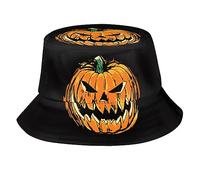 HLBSDM Cappello a Secchiello a Forma di Zucca di Halloween per Uomo e Donna, a Tesa Larga, Estivo, da Viaggio, Pieghevole, da Spiaggia, per Halloween.
