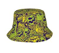HLBSDM Cappello a Secchiello a Forma di Zucca di Halloween, Pieghevole, Ideale per Il Sole, la Pesca, la Spiaggia, L'Estate e Le attività all'aperto.
