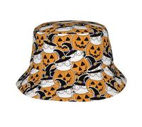 HLBSDM Cappello a Secchiello a Forma di Zucca di Halloween, Pieghevole, Ideale per Il Sole, la Pesca, la Spiaggia, L'Estate e Le attività all'aperto.
