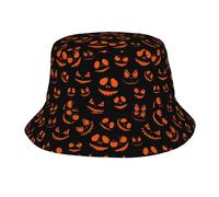 HLBSDM Cappello a Secchiello a Forma di Zucca di Halloween, Pieghevole, Ideale per Il Sole, la Pesca, la Spiaggia, L'Estate e Le attività all'aperto.