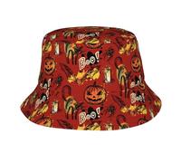 HLBSDM Cappello a Secchiello con Ragnatela a Forma di Zucca Rossa di Halloween, Pieghevole, Ideale per la Pesca, per Uomo e Donna, da Spiaggia, per L'Estate, per Escursioni all'aperto.