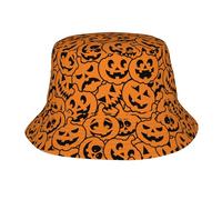 HLBSDM Cappello a Secchiello con Ragnatela a Forma di Zucca Rossa di Halloween, Pieghevole, Ideale per la Pesca, per Uomo e Donna, da Spiaggia, per L'Estate, per Escursioni all'aperto.