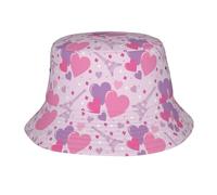 HLBSDM Cappello a Secchiello con Stampa a Cuori per San Valentino, Ideale per L'Estate, i Viaggi, la Spiaggia e Il Sole. Cappello da Pescatore con Cuori Carini, Pieghevole, per Uomo e Donna.