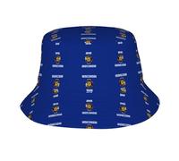 HLBSDM Cappello a Secchiello con Stampa della Bandiera dello Stato del Wisconsin. Elegante Cappello a Secchiello Adatto per la Pesca, la Spiaggia e Il Giardinaggio. Nero.