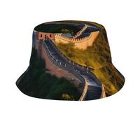 HLBSDM Cappello a Secchiello con Stampa della Grande Muraglia Cinese, Elegante Cappello a Secchiello Adatto per Pesca, Spiaggia e Giardinaggio, Nero