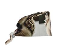 HLBSDM Cappello da cuoco con stampa di un simpatico riccio, per donne e uomini, per lavori chirurgici e infermieristici, nero