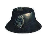 HLBSDM Cappello da Spiaggia Riflettente con Motivo Gufo al Chiaro di Luna, Adatto per Corsa, Escursionismo o Campeggio. Nero.