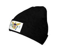 HLBSDM Cappello Lavorato a Maglia con Bandiera delle Isole Vergini, Morbido, Classico ed Elasticizzato, Berretto da Sci Invernale, Caldo Cappello delle Isole Vergini per Donna e Uomo, Nero