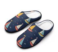 HLBSDM Ciabatte da casa invernali calde e antiscivolo da donna, con suola in gomma per interni ed esterni, con barche a vela nautiche colorate e simpatici conigli pasquali e fiori