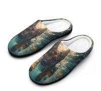 HLBSDM Ciabatte da casa invernali da donna, calde, antiscivolo, per interni ed esterni, con suola in gomma, a forma di pastore tedesco, margherita, sott'acqua, rosso cardinale, sul ramo