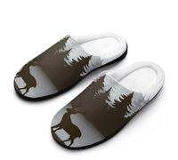 HLBSDM Ciabatte invernali da donna, calde, antiscivolo, per interni ed esterni, con sagoma di cervo nella foresta, cuori d'amore a pois, San Valentino