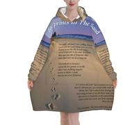 HLBSDM Coperta con cappuccio con poesia Impronte nella sabbia per donne e uomini. Coperta con cappuccio oversize indossabile per adulti, morbida e calda.