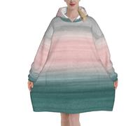 HLBSDM Coperta con cappuccio con poesia Impronte nella sabbia per donne e uomini. Coperta con cappuccio oversize indossabile per adulti, morbida e calda.
