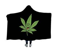 HLBSDM Coperta con cappuccio indossabile a forma di foglie di marijuana, morbida per guardare la TV, divano, letto o fare un pisolino, 152,4 x 203,2 cm